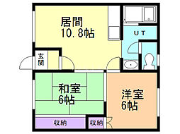 いそだコーポ 2LDKの間取図画像