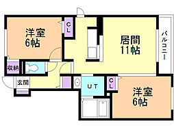カーサ・アベルト 2LDKの間取図画像