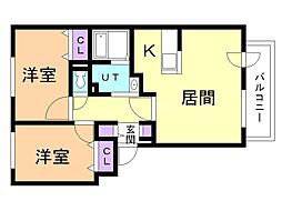 セレーノ大雪通り 2LDKの間取図画像