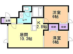 グレースガーデン 2LDKの間取図画像