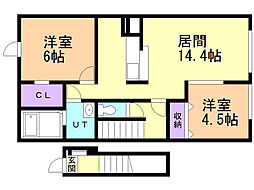 ラ・ルナ 2LDKの間取図画像