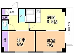ESY旭川 2DKの間取図画像