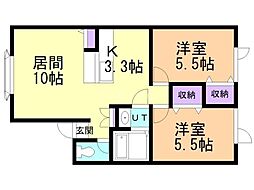 youトピア豊岡壱番街A 2LDKの間取図画像
