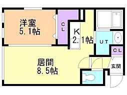 ガーデンクリスタル1-12 1LDKの間取図画像