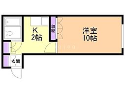 東ハイツ8・8 1Kの間取図画像