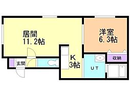 ノリータカムイ 1LDKの間取図画像