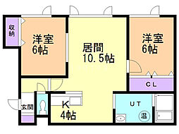 グランピアカグラ611 2LDKの間取図画像