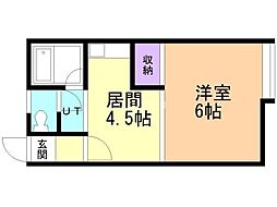 アミューズ'88 1DKの間取図画像