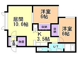 ベラーノB 2LDKの間取図画像