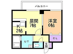 日宝ノルテ1条通 1LDKの間取図画像
