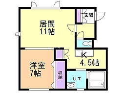グランビュー本町 1LDKの間取図画像