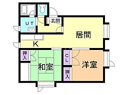 錦ハイツ23・A 2LDKの間取図画像
