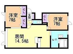 ガーデンパーク 2LDKの間取図画像