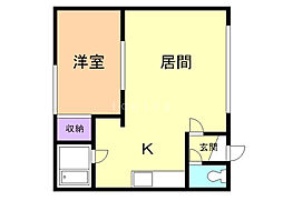 ヴィラ・ハッピネスB 1LDKの間取図画像