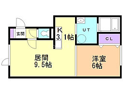 クルリデ 1LDKの間取図画像