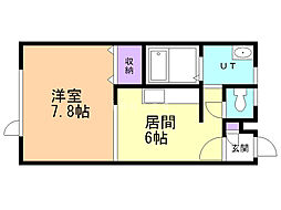 ももたろう1 1DKの間取図画像