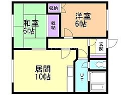 テルメハイツB 2LDKの間取図画像