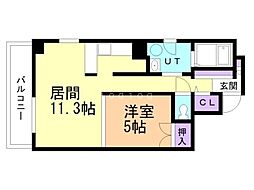 四条邸 1LDKの間取図画像