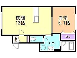 ブルーム2 1LDKの間取図画像