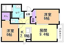 プリマヴェーラ・ルーチェ 2LDKの間取図画像
