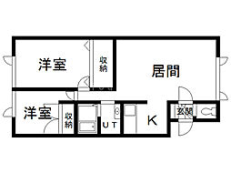 サンライフ春光 2LDKの間取図画像