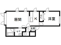 エスポワール10・13 1LDKの間取図画像