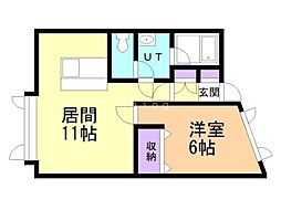 プレジデントC 1LDKの間取図画像