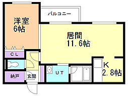 ベルオーブdoux 1LDKの間取図画像