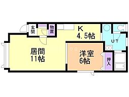 アングレー17 1LDKの間取図画像