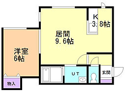 シャルマン 1LDKの間取図画像