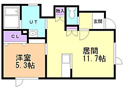 カプチーノ1・6 1LDKの間取図画像