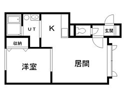 コーポハピネスフォー 1LDKの間取図画像