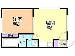 メゾン東421 1DKの間取図画像