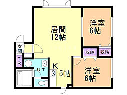 ブルーム 2LDKの間取図画像