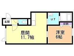 オーダイ 1LDKの間取図画像