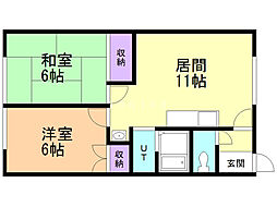 ピアーズ37 2DKの間取図画像