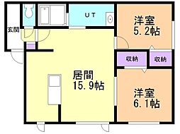 ハーベスト 2LDKの間取図画像
