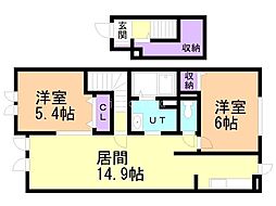 カルム4 2LDKの間取図画像