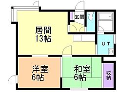ピュアドリーム 2LDKの間取図画像