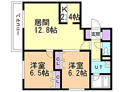 ベルオーブdoux 2LDKの間取図画像
