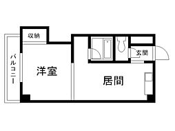 サンライズコスモ ワンルームの間取図画像