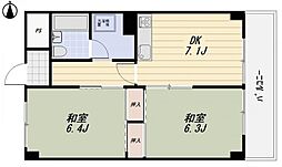 パークプラザ都島 2DKの間取図画像