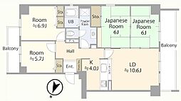 星和プラネタウン千里南射手座のまちC棟 4LDKの間取図画像