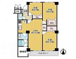 八戸ノ里グランドマンションB棟 3LDKの間取図画像