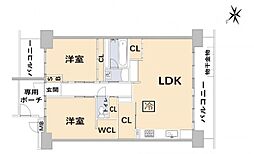 コスモ東石切さくら坂 2LDKの間取図画像