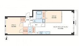 サンヴェール千里緑地公園5号棟 2LDKの間取図画像