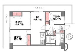 ネオコーポ鶴見緑地 3DKの間取図画像