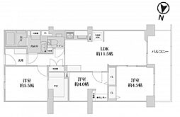 新北野第2コーポ 3LDKの間取図画像