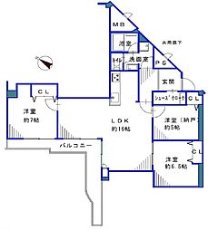 エバーグリーン淀川4号館 2SLDKの間取図画像