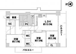 コム古川橋 3LDKの間取図画像